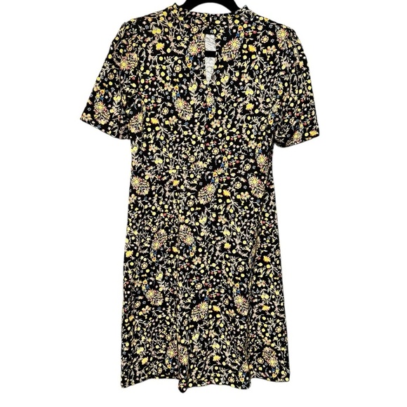 Boden Floral Print High Neck Short Sleeve Knee Length Cotton Dress Size 6L - Picture 6 of 13